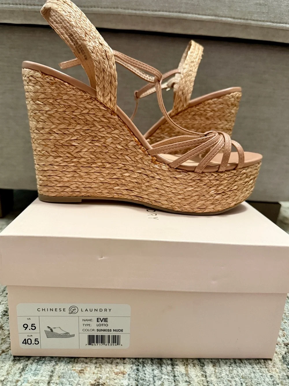 ☀️Chinese Laundry EVIE LOTTO in Sun-kissed nude Platform Wedge Sandals☀️
